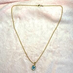 Gold Clear Crystal Gem Necklace! handmade